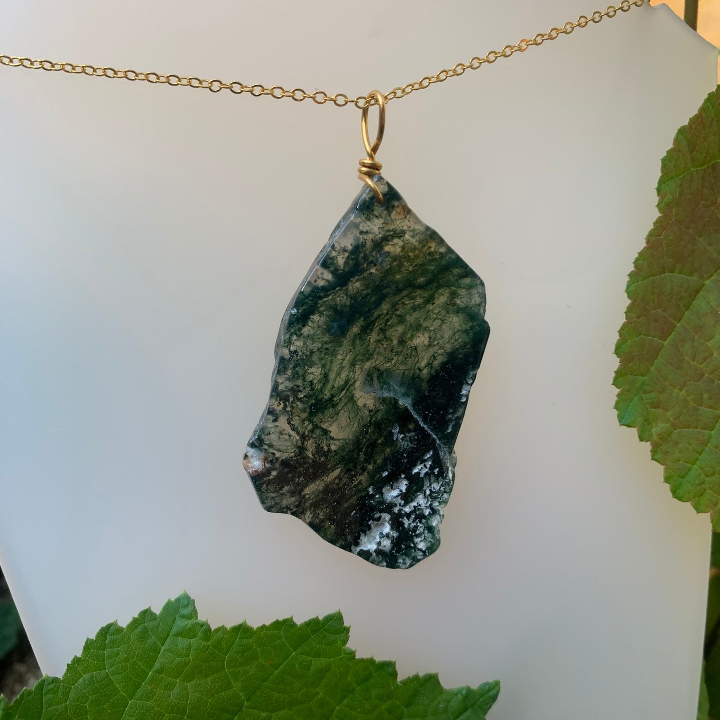 Moss Agate Slab Necklace D