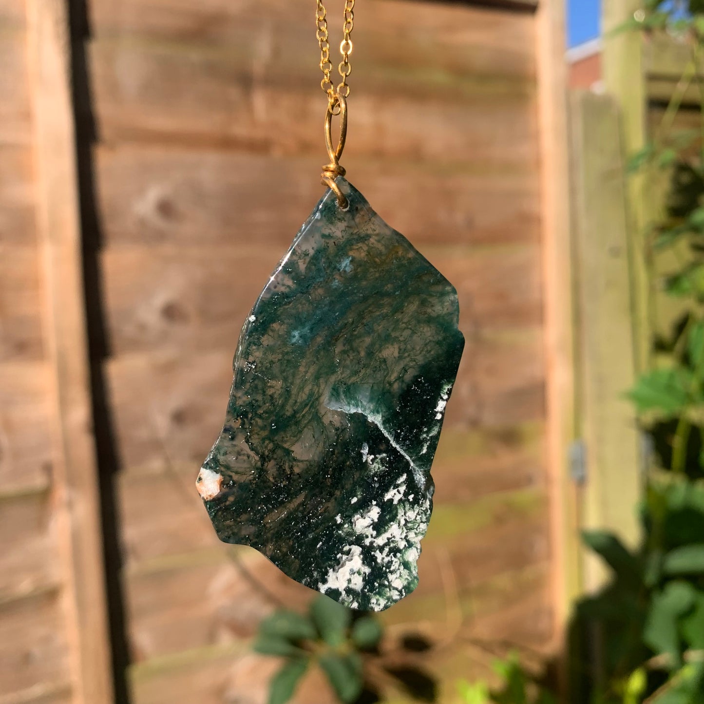 Moss Agate Slab Necklace D