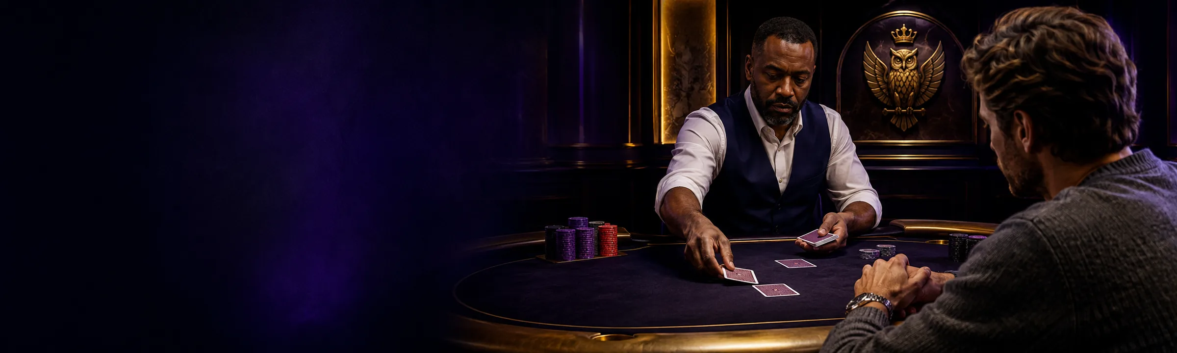 Live dealer table under a violet dome at Hootwin Casino