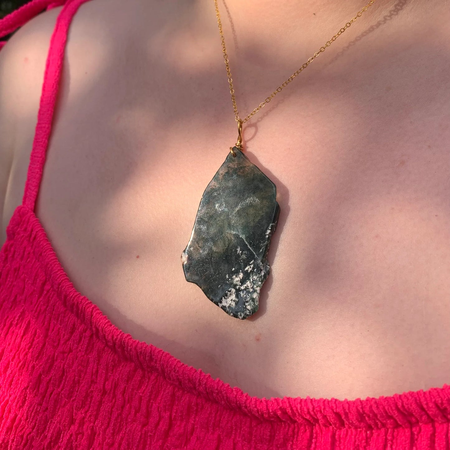 Moss Agate Slab Necklace D