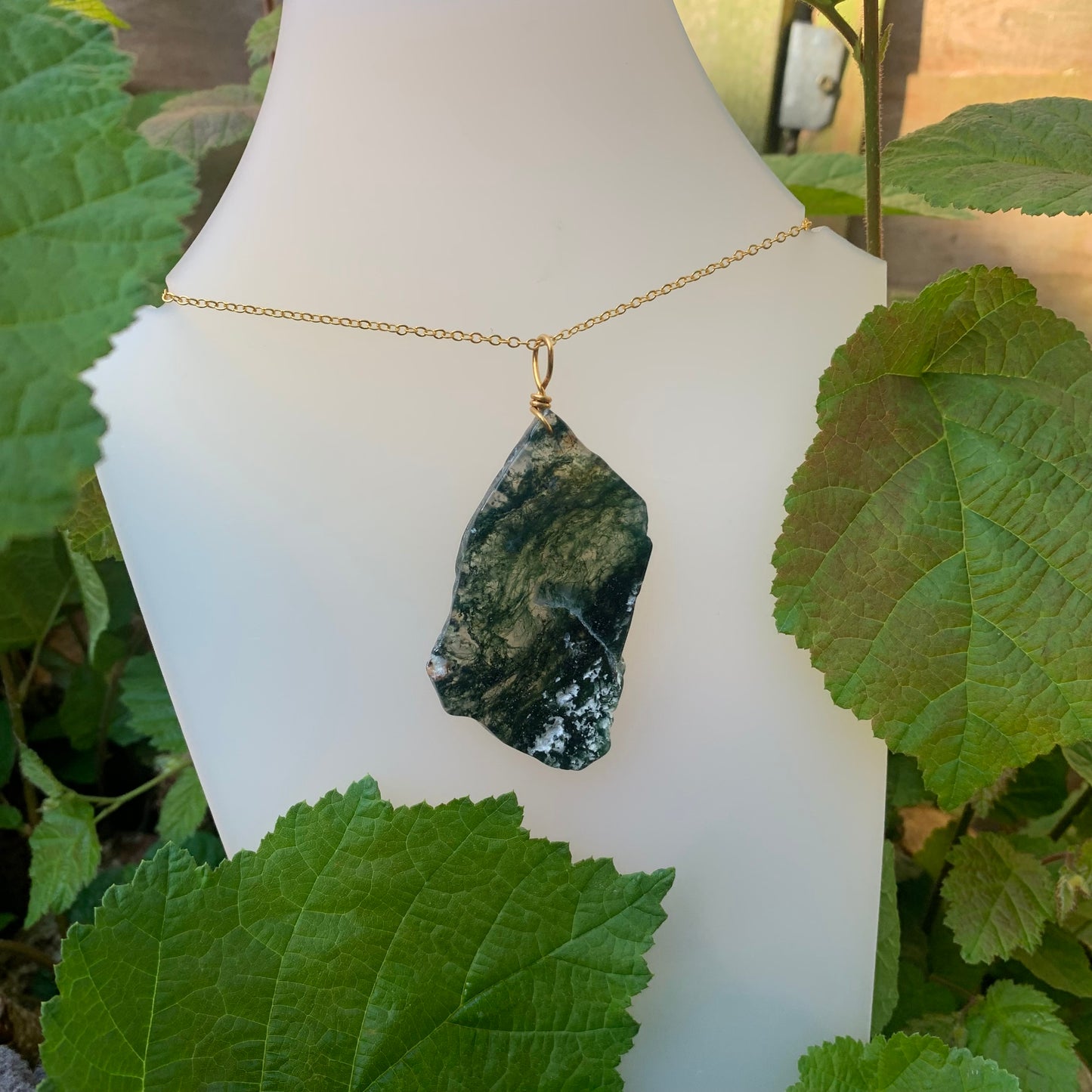 Moss Agate Slab Necklace D