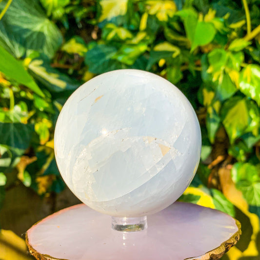 Blue and White Calcite Sphere